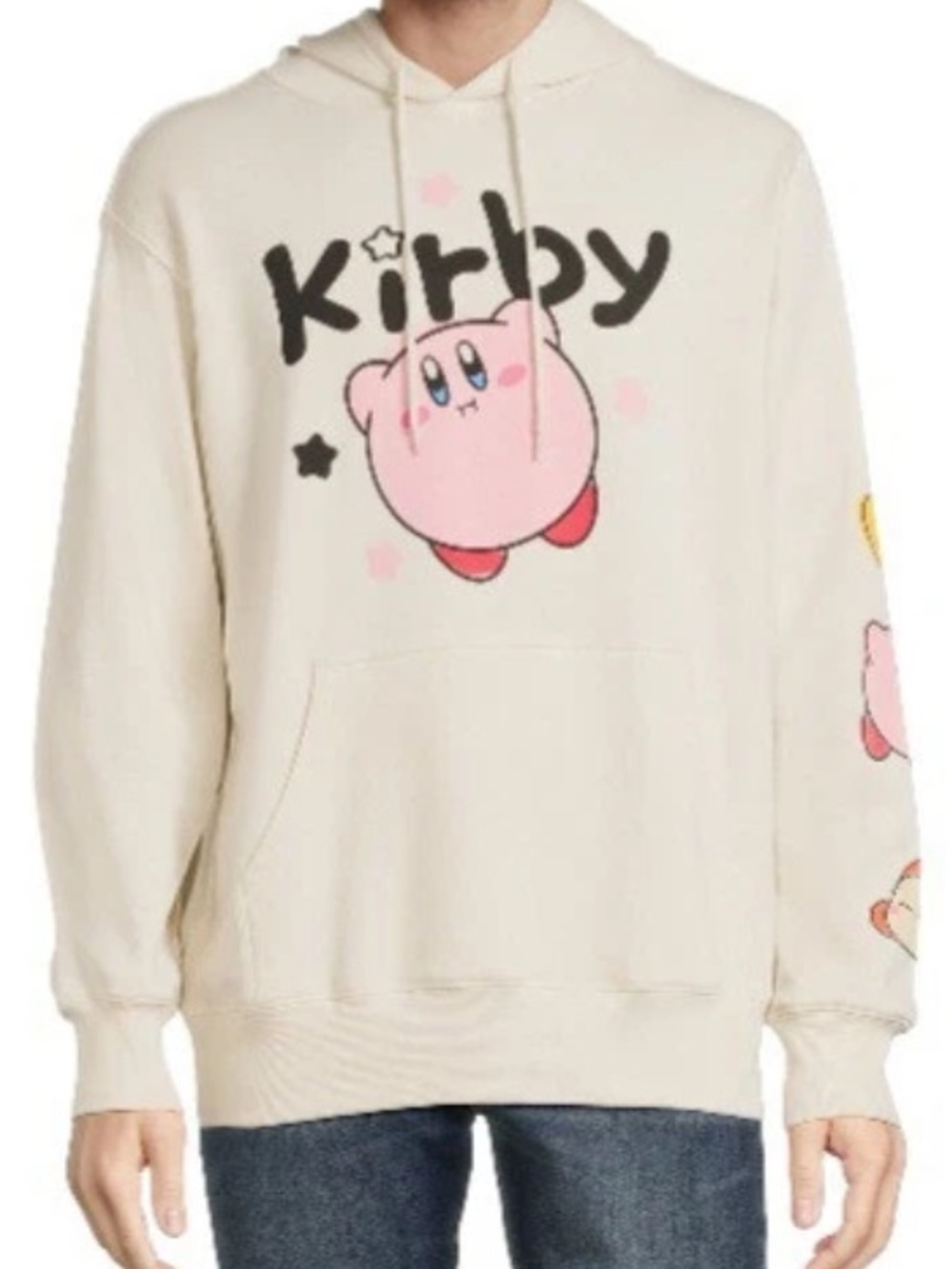Kirby Nintendo Hoodie Sweatshirt Graphics Pullover Cream Pink Unisex XL